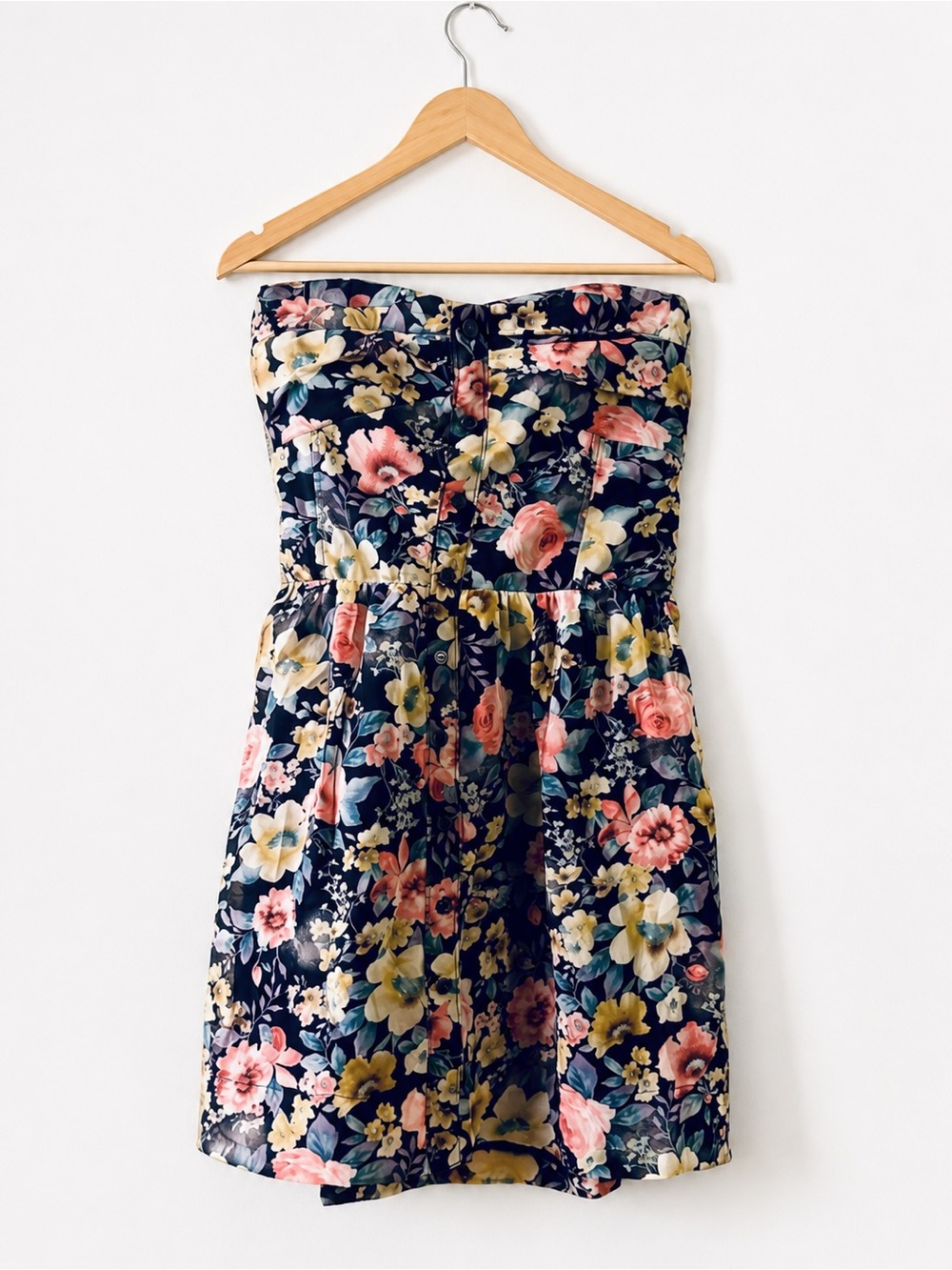 Forever 21 Floral Strapless Dresss Medium M